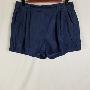 Copper Key Shorts Womens Large Blue Mid Rise‎ Chambray Pull On Slash Pockets